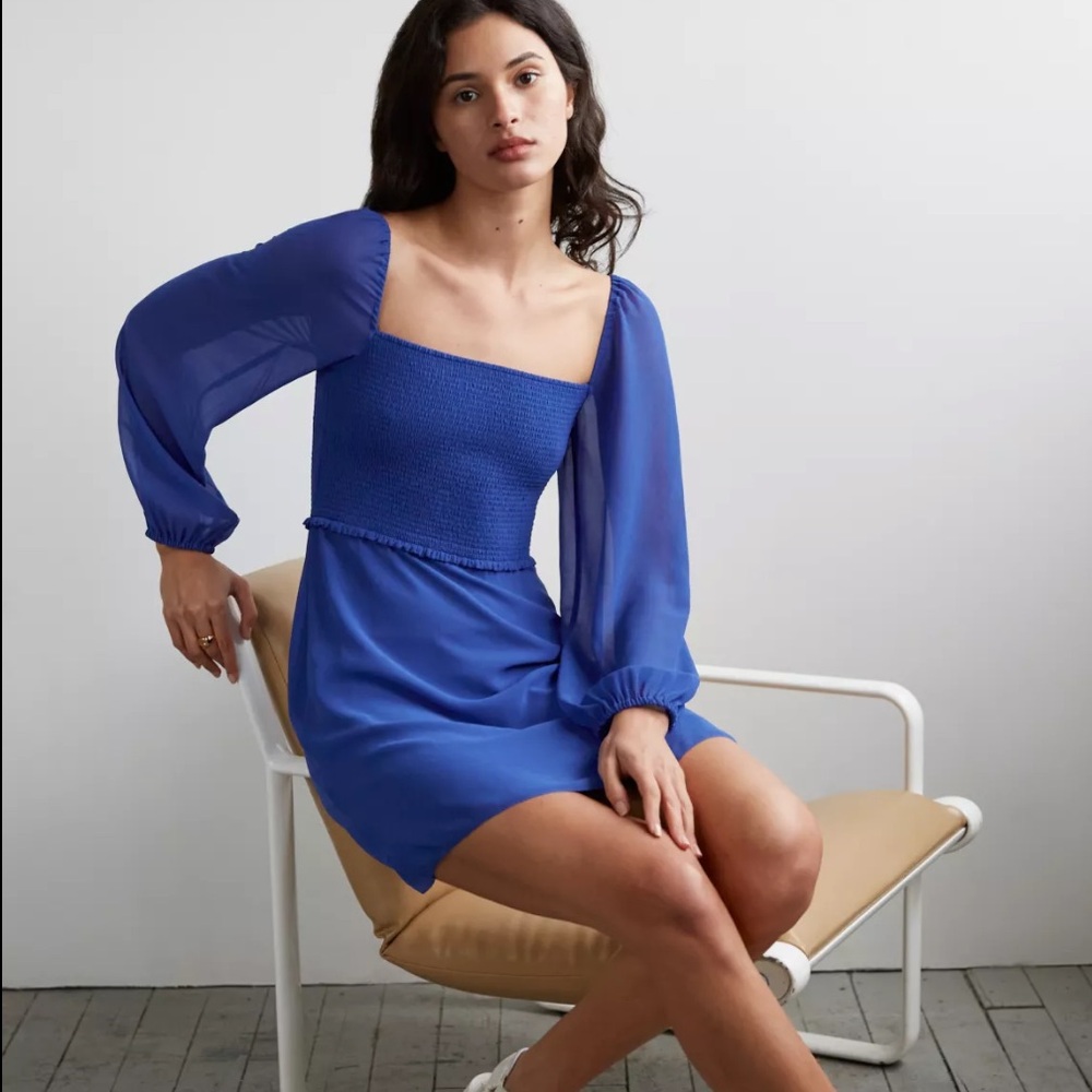 Aritzia Wilfred Tempest Mini Dress blue